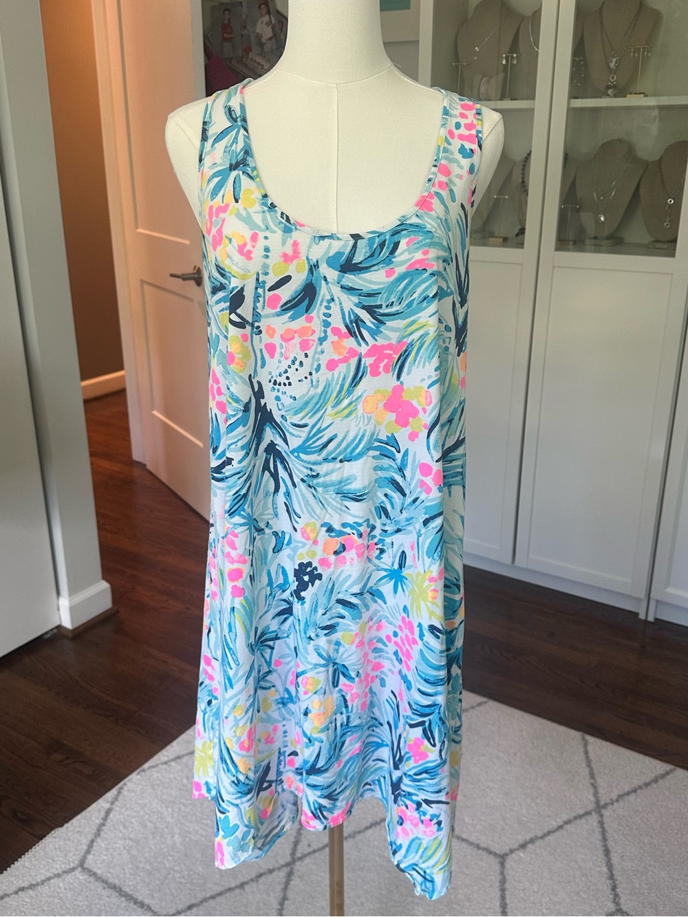 Lilly Pulitzer Melle trapeze dress in Serene Blue Tippy Top print, size L